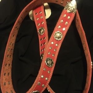 Red leather Western Belt